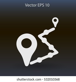 Flat route icon.