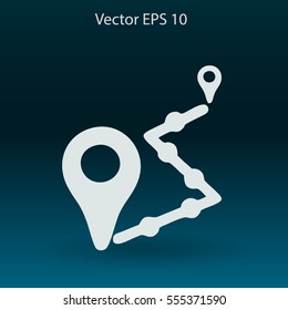 Flat route icon.