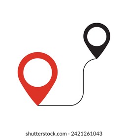 Flat route icon. gps distance. vector illustration