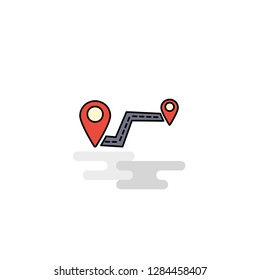 Flat Route Icon. Vector