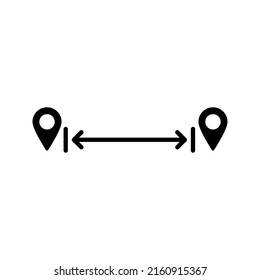 Icono de ubicación de ruta plana. Indicador de distancia de mapa. ilustración vectorial