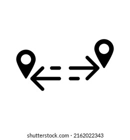 Flat route location icon. Map distance sign. vector illustration