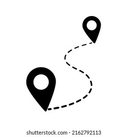Icono de ubicación de ruta plana. Indicador de distancia de mapa. ilustración vectorial