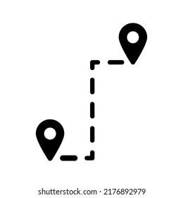 Flat route location icon. Map distance sign. vector illustration