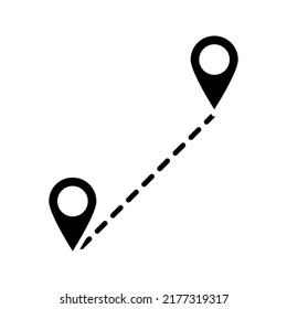 Flat route location icon. Map distance sign. vector illustration
