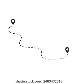 Flat route location icon. Map distance sign. vector illustration