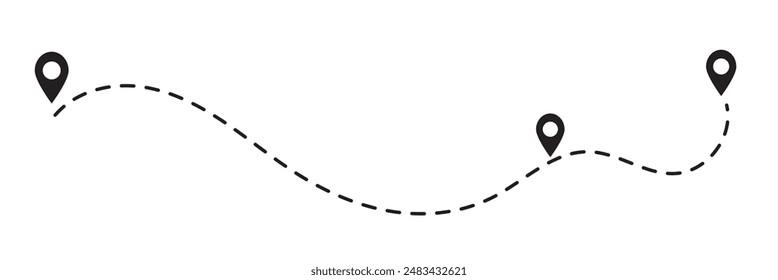 Flat route location icon. Map distance sign. vector illustration