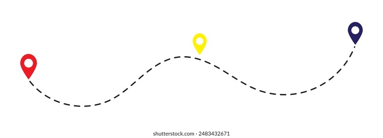 Flat route location icon. Map distance sign. vector illustration