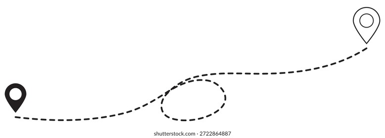 Icono de ubicación de ruta plana. Mapa señal de distancia. Ilustración vectorial
