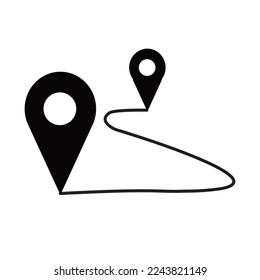 Flat route location vector icon isolated on white background. Concept of path or road. Journey simple illustration.