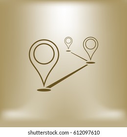 Flat route location vector icon. Concept of path or road. Journey illustration.