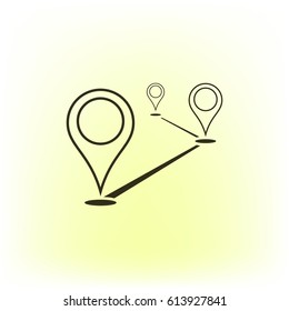 Flat route location vector icon. Concept of path or road. Journey illustration.