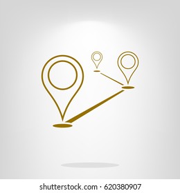 Flat route location vector icon. Concept of path or road. Journey illustration.