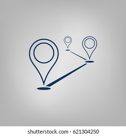 Flat route location vector icon. Concept of path or road. Journey illustration.