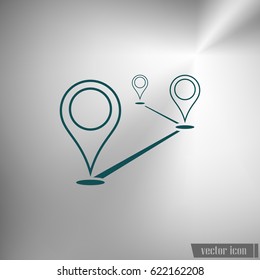 Flat route location vector icon. Concept of path or road. Journey illustration.