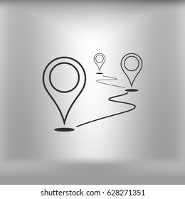 Flat route location vector icon. Concept of path or road. Journey illustration.