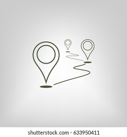 Flat route location vector icon. Concept of path or road. Journey illustration.
