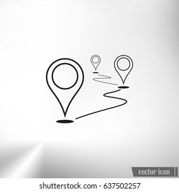 Flat route location vector icon. Concept of path or road. Journey illustration.