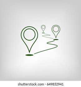 Flat route location vector icon. Concept of path or road. Journey illustration.
