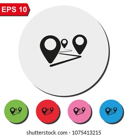 Flat route flat round colorful vector icon.
