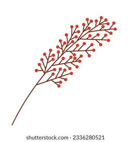 Flat rowan berry branch vector clipart