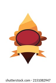 flat royal label icon over white