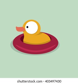 flat rubber duck on light blue background