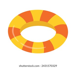 Flat Rubber Floating Swimming Ring for Beach and Pool Holiday Element Decoration Isolated on White Background