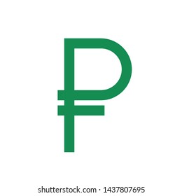 Flat ruble icon. Russian currency sign. Money cash green symbol isolated on background