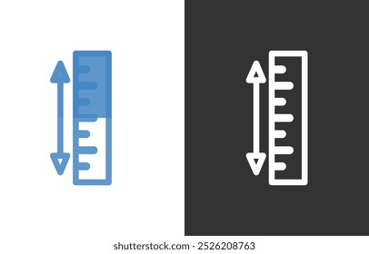 flaches Linealsymbol. Maß, Länge, Maßzähler