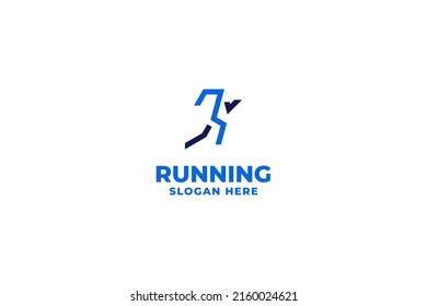 Flat runner athlete icon logo design vector template illustration