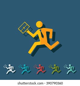flat running man icon business theme