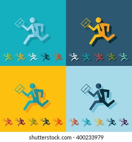 flat running man icon business theme