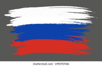 Flat russian flag vector . national flag of Russia using brush style. vector illustration