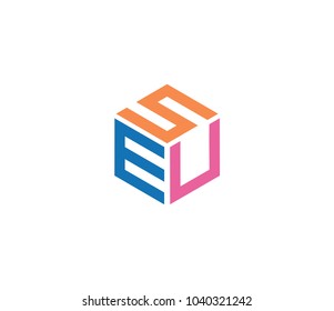 Flat S E U letter logo