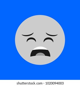 Flat Sad Face Icon, Simple Emoji, Flat Emoticon