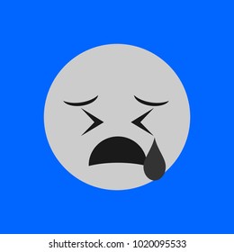 Flat Sad Face Icon, Simple Emoji, Flat Emoticon