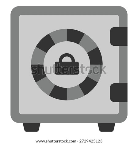 Flat safe vault icon for secure money storage and bank protection.