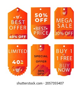 Flat sale badge. Retro emblem ribbon banners and old victorian labels special price promotion logo. Vintage sales badges discount and ribbons modern label badging vector illustration isolated icon set