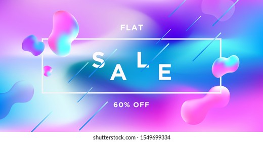 Flat Sale Banner Liquefy Fluid Color background cool color
