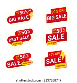 Flat Sale Banner and Offer Badge set. 