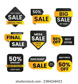 Flat Sale With Discount badge-collection | creative banner |Discount promotion layout on white background