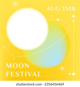 Flat sale post banner template for mid autumn festival celebration.Vector illustration social media tarot background.