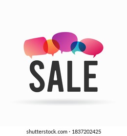 Flat sale speech bubble shaped banners. Vector illustration