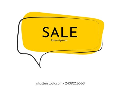 Burbuja de discurso de venta plana. Banners en forma de burbuja, etiqueta de precio, etiqueta engomada, cartel. Ilustración vectorial EPS10