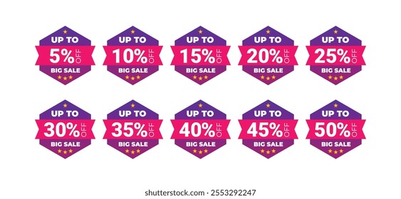 Flat Sale Vector different discount percentages