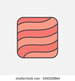 Flat salmon or trout fillet square concept icon or sign on white background