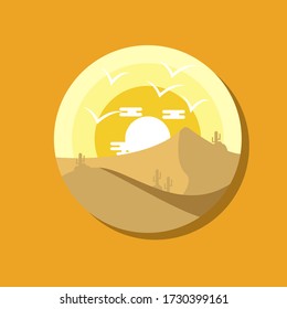 flat sand desert design ilustration