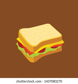 flat sandwich icon, vector file, isolated on background