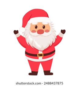 Flat santa claus characters. Flat design christmas element. Santa and christmas vector.